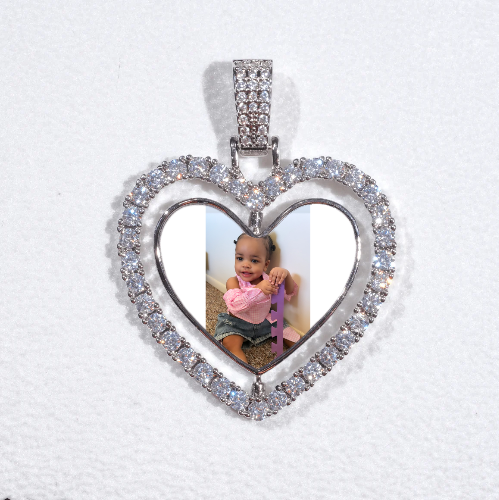 3D Spinning 2-Faced Heart Custom Picture Pendant