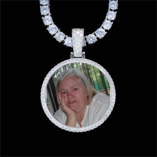 925S & VVS Moissanite 3D Circle Custom Picture Pendant