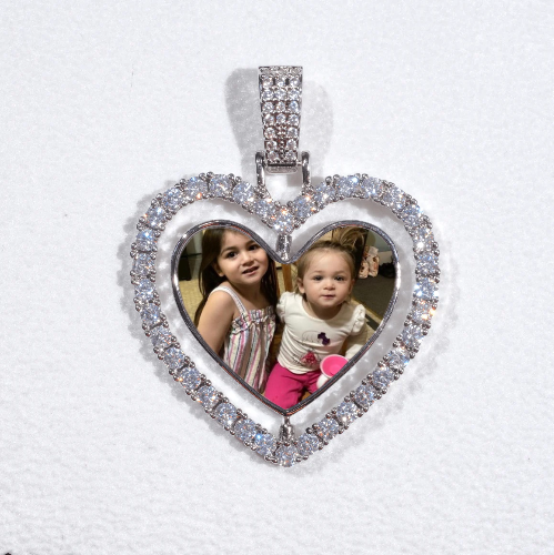 3D Spinning 2-Faced Heart Custom Picture Pendant
