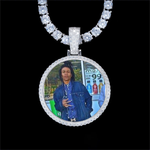925S & VVS Moissanite 3D Circle Custom Picture Pendant