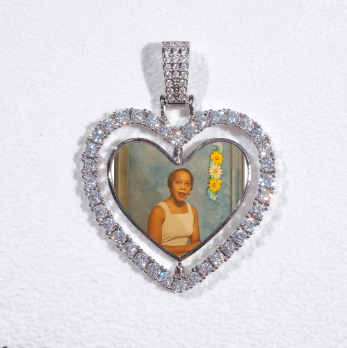 3D Spinning 2-Faced Heart Custom Picture Pendant
