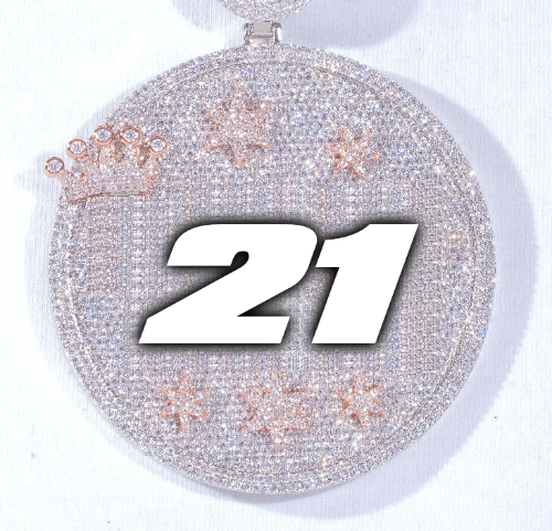 CUSTOM LETTER NECKLACE 3D BIG CROWN DISC