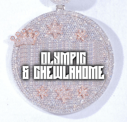 CUSTOM LETTER NECKLACE 3D BIG CROWN DISC