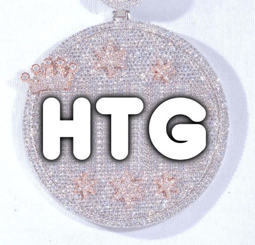 CUSTOM LETTER NECKLACE 3D BIG CROWN DISC