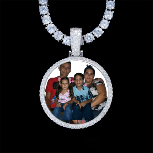 925S & VVS Moissanite 3D Circle Custom Picture Pendant