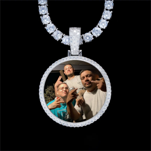 925S & VVS Moissanite 3D Circle Custom Picture Pendant
