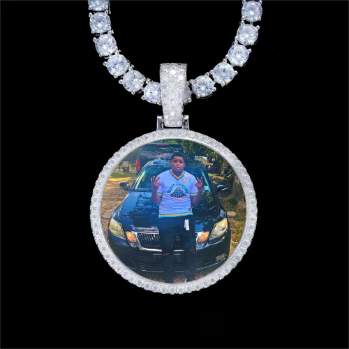 925S & VVS Moissanite 3D Circle Custom Picture Pendant