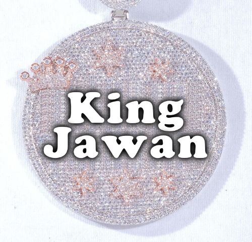 CUSTOM LETTER NECKLACE 3D BIG CROWN DISC