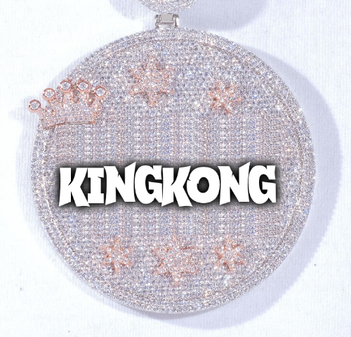 CUSTOM LETTER NECKLACE 3D BIG CROWN DISC