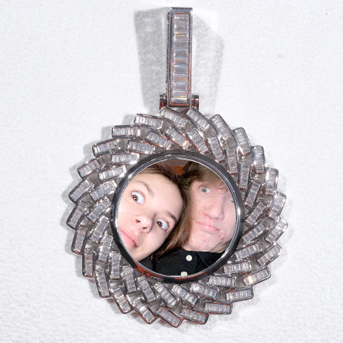 Large 3D Baguette Custom Picture Pendant