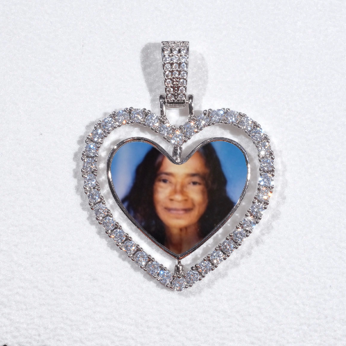 3D Spinning 2-Faced Heart Custom Picture Pendant
