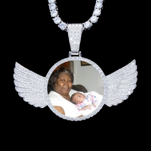 925S & VVS Moissanite 3D Wing Custom Picture Pendant