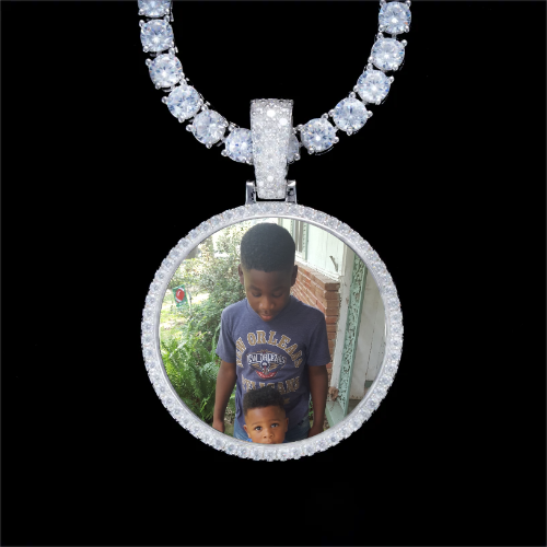 925S & VVS Moissanite 3D Circle Custom Picture Pendant