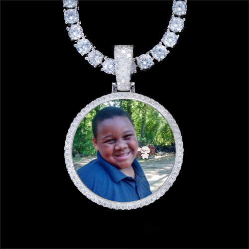 925S & VVS Moissanite 3D Circle Custom Picture Pendant