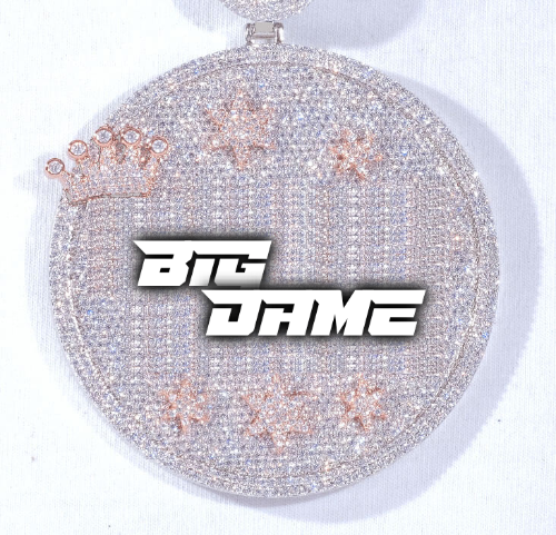 CUSTOM LETTER NECKLACE 3D BIG CROWN DISC