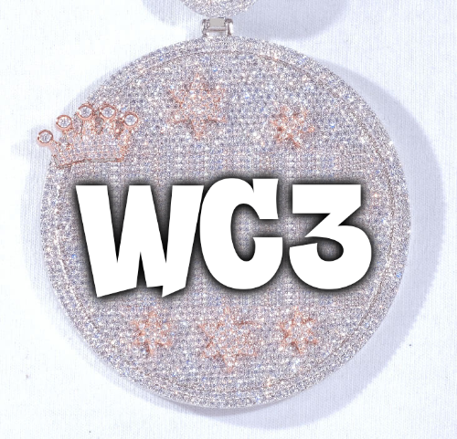 CUSTOM LETTER NECKLACE 3D BIG CROWN DISC