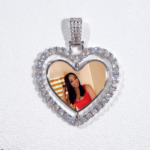 3D Spinning 2-Faced Heart Custom Picture Pendant