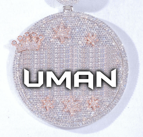 CUSTOM LETTER NECKLACE 3D BIG CROWN DISC