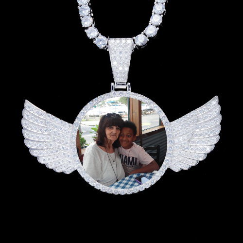 925S & VVS Moissanite 3D Wing Custom Picture Pendant