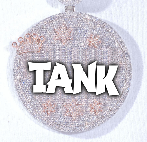 CUSTOM LETTER NECKLACE 3D BIG CROWN DISC