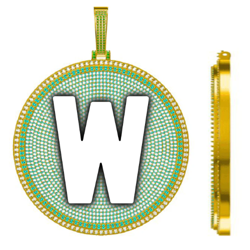 CUSTOM LETTER NECKLACE 3D BIG DISC