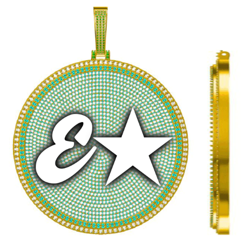 CUSTOM LETTER NECKLACE 3D BIG DISC