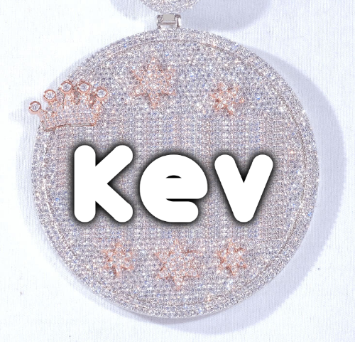 CUSTOM LETTER NECKLACE 3D BIG CROWN DISC