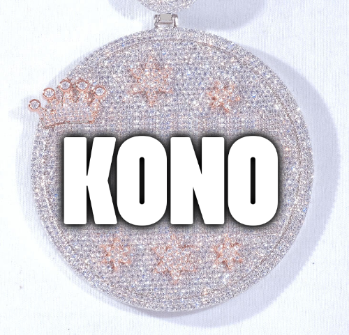 CUSTOM LETTER NECKLACE 3D BIG CROWN DISC