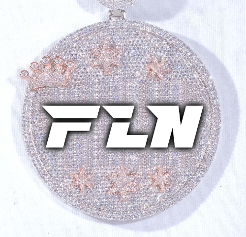 CUSTOM LETTER NECKLACE 3D BIG CROWN DISC