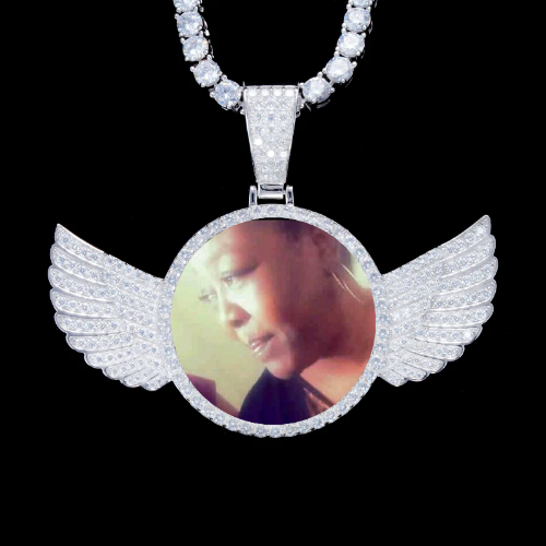 925S & VVS Moissanite 3D Wing Custom Picture Pendant
