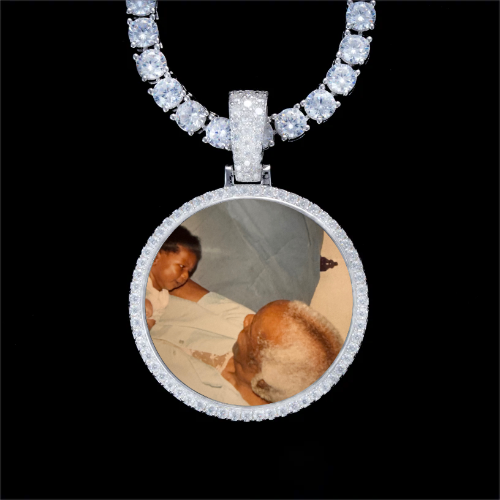925S & VVS Moissanite 3D Circle Custom Picture Pendant