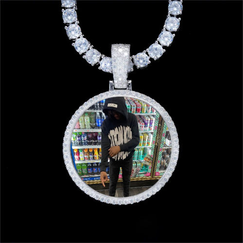 925S & VVS Moissanite 3D Circle Custom Picture Pendant