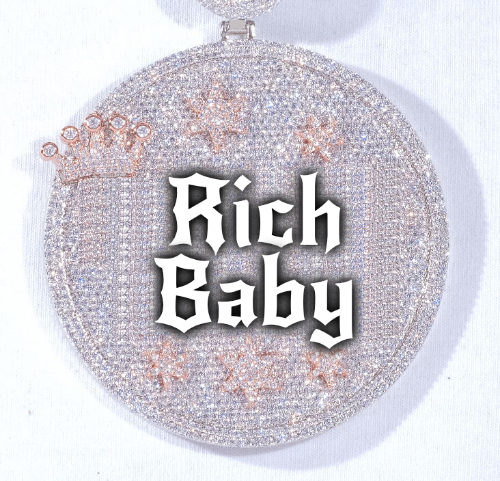 CUSTOM LETTER NECKLACE 3D BIG CROWN DISC