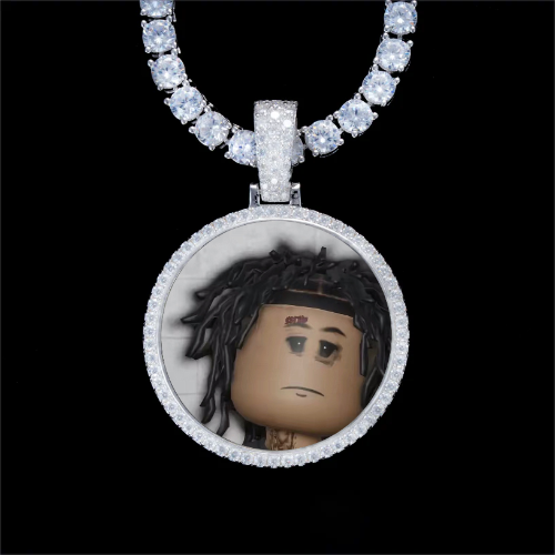 925S & VVS Moissanite 3D Circle Custom Picture Pendant