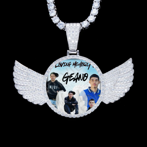 925S & VVS Moissanite 3D Wing Custom Picture Pendant
