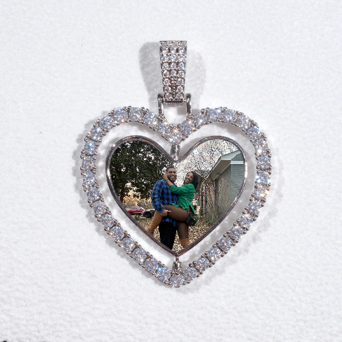 3D Spinning 2-Faced Heart Custom Picture Pendant