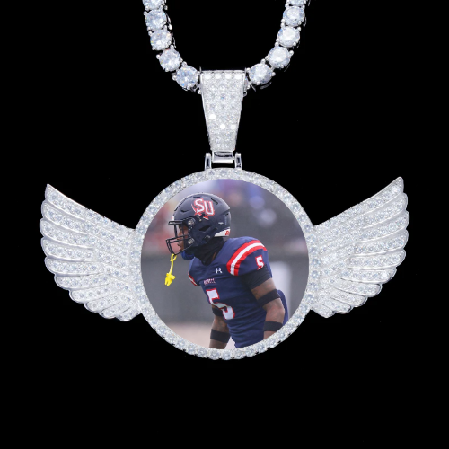 925S & VVS Moissanite 3D Wing Custom Picture Pendant