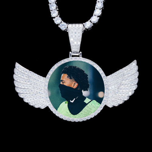 925S & VVS Moissanite 3D Wing Custom Picture Pendant