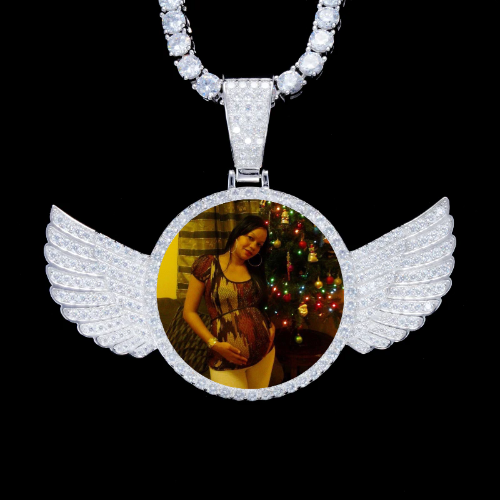 925S & VVS Moissanite 3D Wing Custom Picture Pendant