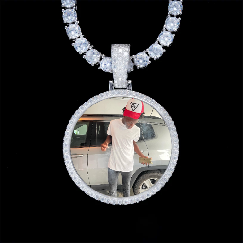 925S & VVS Moissanite 3D Circle Custom Picture Pendant