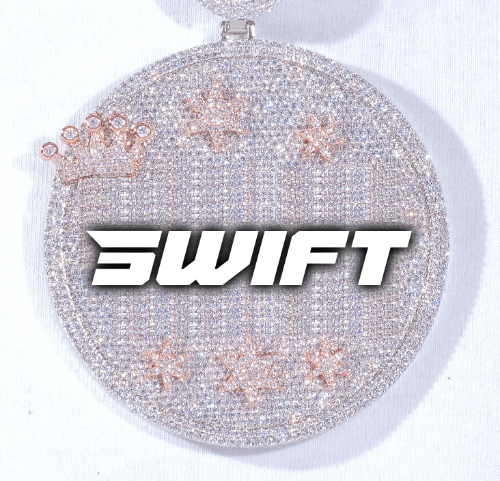 CUSTOM LETTER NECKLACE 3D BIG CROWN DISC