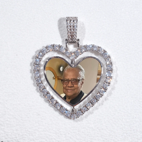 3D Spinning 2-Faced Heart Custom Picture Pendant