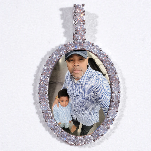 Large 3D Oval Custom Picture Pendant