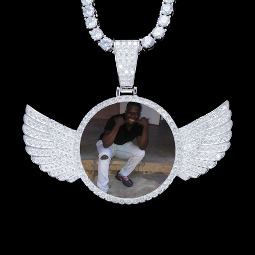 925S & VVS Moissanite 3D Wing Custom Picture Pendant