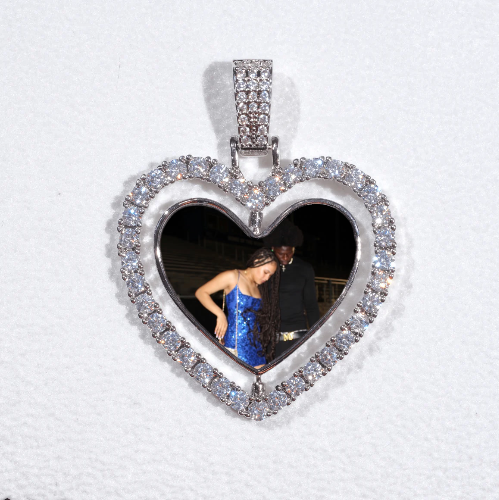 3D Spinning 2-Faced Heart Custom Picture Pendant