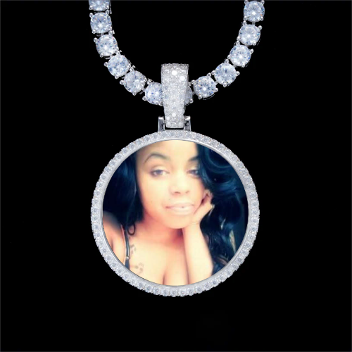 925S & VVS Moissanite 3D Circle Custom Picture Pendant