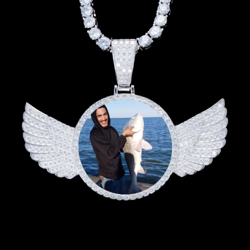 925S & VVS Moissanite 3D Wing Custom Picture Pendant