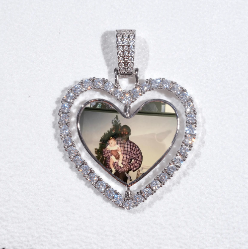 3D Spinning 2-Faced Heart Custom Picture Pendant
