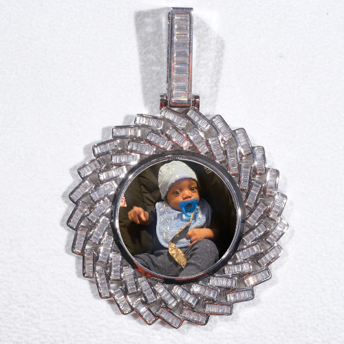 Large 3D Baguette Custom Picture Pendant
