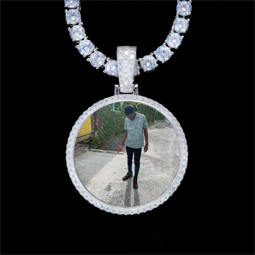 925S & VVS Moissanite 3D Circle Custom Picture Pendant